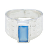 Liyana Blue Solitaire Ring for Women in Silver Blue Chalcedony Blue